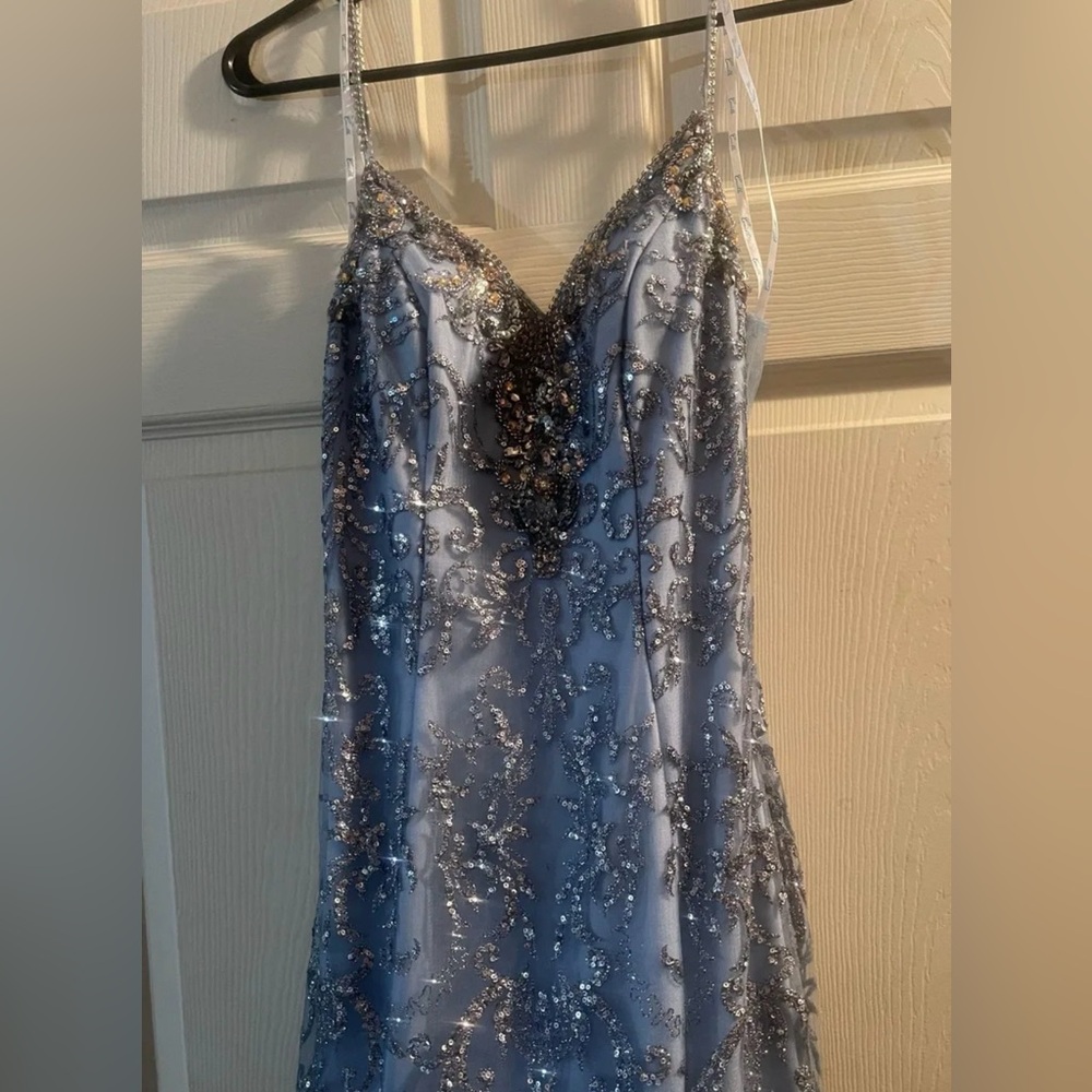 Camille La Vie blue silver Mermaid Lace Dress Prom elegant - Picture 6 of 6